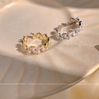 日本熱賣款 👑日系高級感開口可調節水晶珍珠戒指 Ring👑👛-E1168