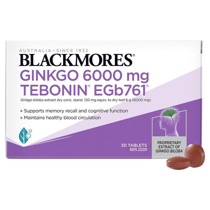 Blackmores Ginkgo 6000mg Tebonin Memory Support 銀杏記憶片30 粒 6月底左右到貨