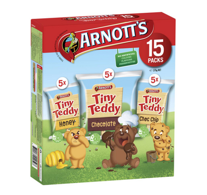 Arnott's Tiny Teddy Variety Multipack Biscuits 什錦味小熊餅 15小包 375g
