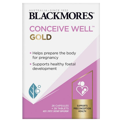 💥現金價 💥👑11月精選出位價👑Blackmores - Conceive Well Gold 28 Tablets + 28 Capsules孕前備孕黃金素 56片 - 現貨售完後12月底左右到貨💥此優惠價屬折實價💥