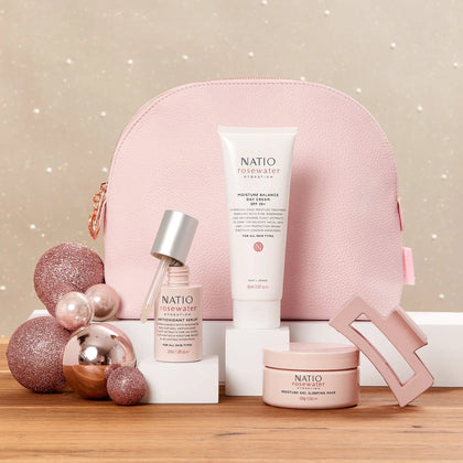 Natio - 天然玫瑰花水補水套裝 (送粉紅髮夾 + 化妝袋)💥限時賀年價💥