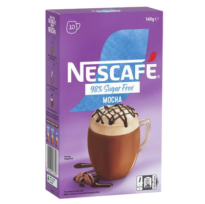 Nescafe 98% Sugar Free Mocha Coffee Sachets 10 Pack