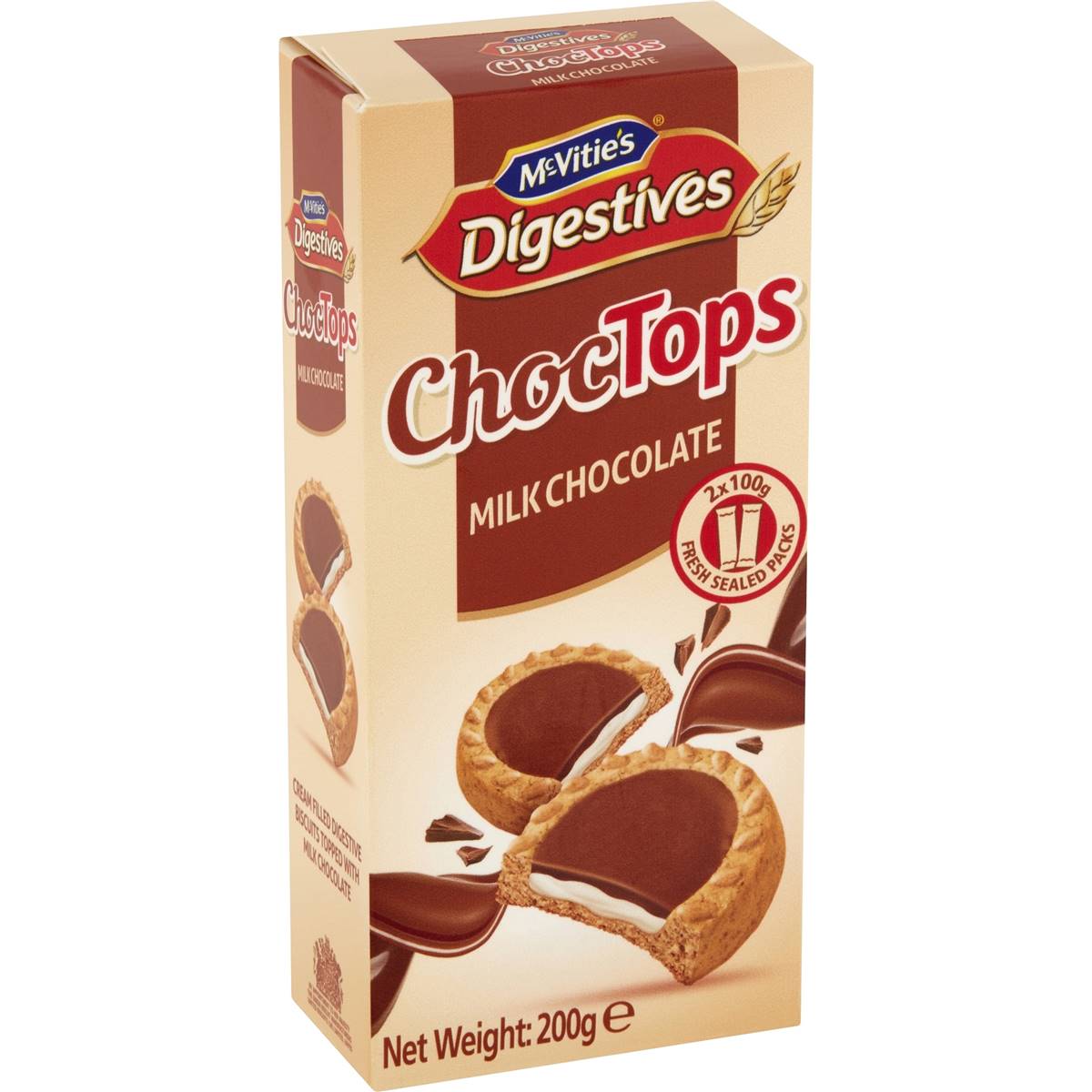 Mcvitie's Digestives Choc Tops Milk Chocolate Biscuits  麥維他消化餅  200g