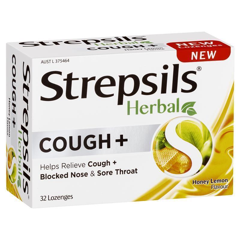 💥特快EXPRESS💥 Strepsils Herbal Cough Lozenges Honey Lemon 32 Pack 草本蜂蜜檸檬止咳潤喉糖 32粒