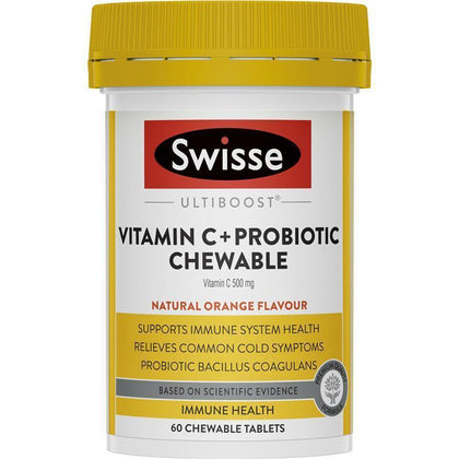 💥現金價💥Swisse Vitamin C + Probiotic Chewable 60 Chewable Tablets 維生素 C + 益生菌咀嚼片