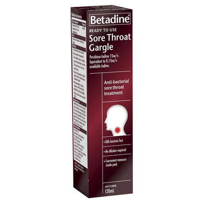 💥特快EXPRESS💥 Betadine 必妥碘 Sore Throat Gargle Ready To Use 120mL -  - 約1月底到貨