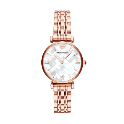 EMPORIO ARMANI經典風格玫瑰金腕錶32mm- AR11110