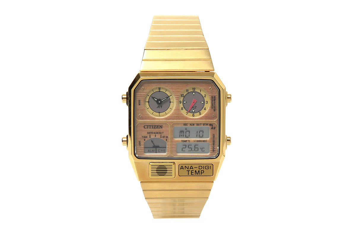 BEAMS x CITIZEN 別注Handwritten ANA-DEGI TEMP WATCH 金色– 澳紐記