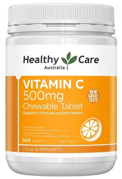 👑購買兩樽更加抵👑 Healthy Care - Vitamin C Chewable 維他命C咀嚼片 500粒💥現金價💥