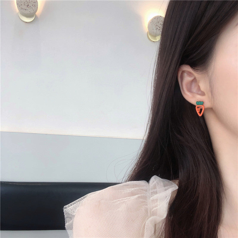 💍 👑最新設計可愛胡蘿蔔造型耳釘 cute carrot earrings 👑👛-E1015
