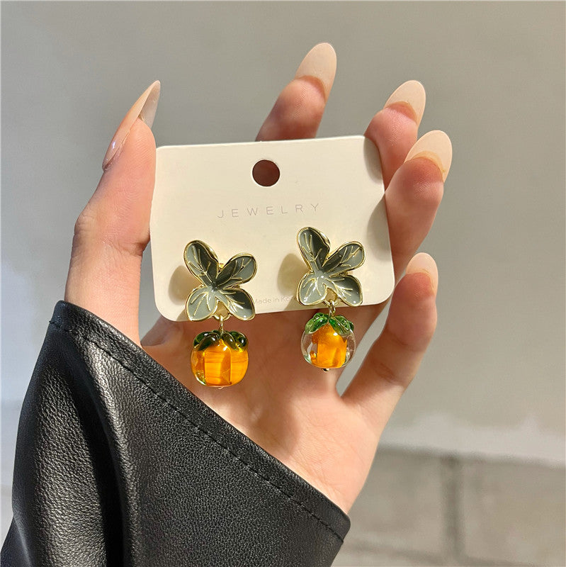 👛👑最新獨特橘子設計感耳環🍊 👑👛-E1013
