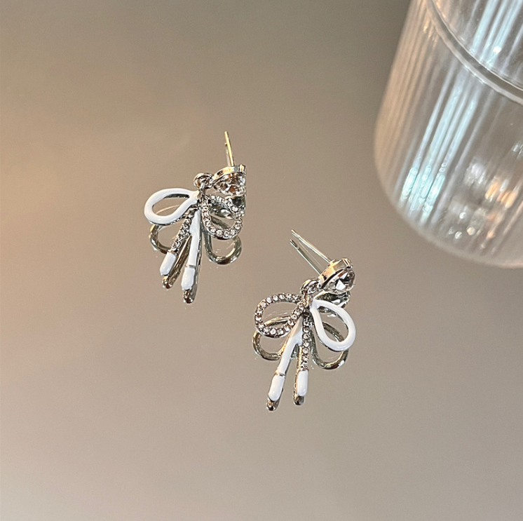 💍👑S925銀針👑 高質蝴蝶結愛心耳環氣質簡約耳環 Earrings 👑👛-E1128