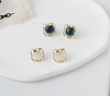 💍👑S925銀針👑 高質法式復古墨綠色/白色優雅不規則耳飾 Earrings 👑👛-E1130