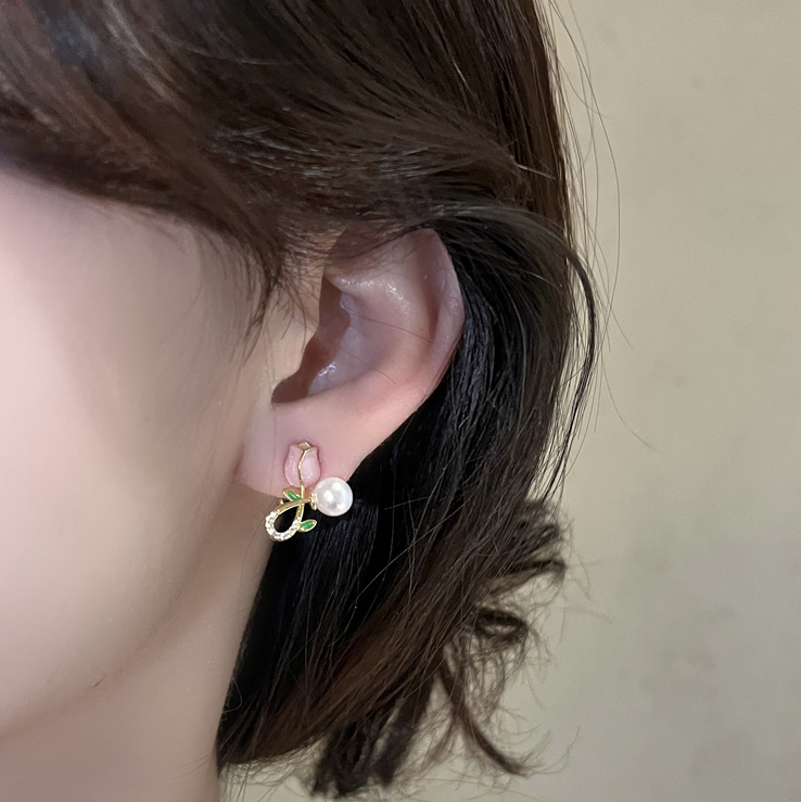 👑S925銀針 粉色鬱金香新款甜美設計感耳環 Earrings 👑👛-E1158