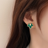 👑S925銀針 常青藤耳飾耳釘復古綠色耳環 Earrings / 耳夾 Ear Clips👑👛-E1159