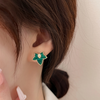 👑S925銀針 常青藤耳飾耳釘復古綠色耳環 Earrings / 耳夾 Ear Clips👑👛-E1159