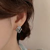 👑S925銀針 小巧精緻薄荷淡藍色Tiffany配銀色耳環 Earrings👑👛-E1161