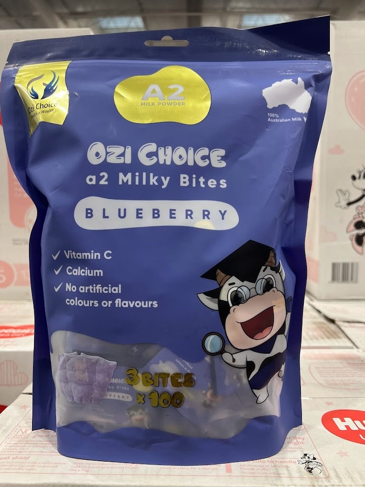 澳洲 Ozi Choice 兒童高鈣奶片 藍莓Blueberry / 香草Vanilla 3bites*100包入---預計9月底到貨