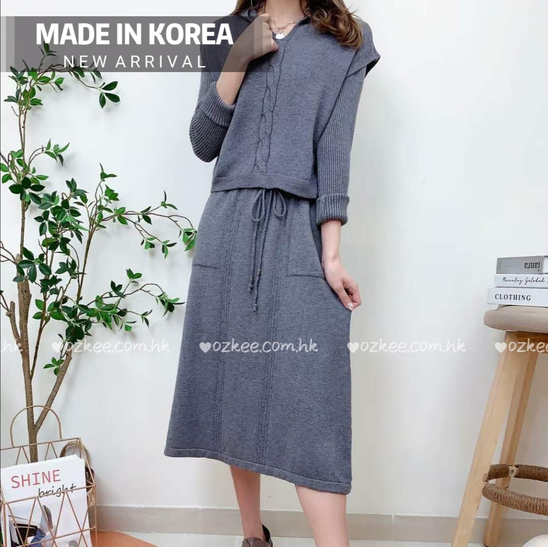 韓國製 兩件套連身裙3色可選擇 - C1016