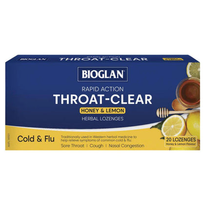 👑超筍換購價👑 Bioglan 蜜糖檸檬舒緩潤喉糖 Throat Clear Honey & Lemon 20 Lozenges