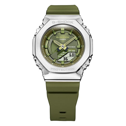 Casio 卡西歐 G-SHOCK 時尚橄欖綠 金屬錶殼 八角型錶殼 GM-S2100-3ADR_40.4mm (女士系列）