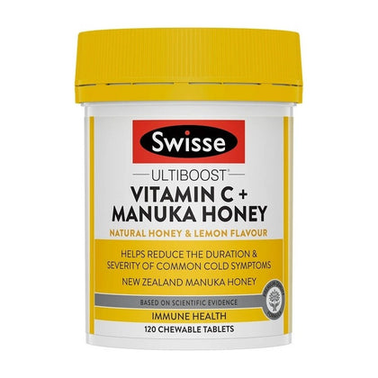 💥現金價💥 Swisse - 維生素C+VC 麥盧卡蜂蜜片Ultiboost Vitamin C + Manuka Honey 120粒 - 現貨售完後12月底左右到貨